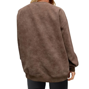 Custom 100% Cotton Screen Printed Stylish Women's Sweatshirts Windproof Street Fashion ladies Hoodie Acid Wash Sweatshirt Women - Product Image 5