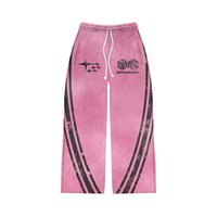 Survêtement vintage délavé à l'acide |   Sweat-shirt à capuche zippé patchwork et pantalon de survêtement évasé |   OEM personnalisé