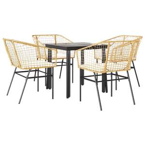 Conjunto de Comedor de Jardín de Ratán PE Marrón Resistente para 4 Personas - Product Image 2
