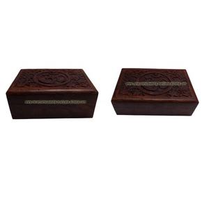 En bois religieux Om sculpté à la main bijoux organisateur boîte Art Style cadeau collier boucle d'oreille affichage belle carte décorative motif - Product Image 2