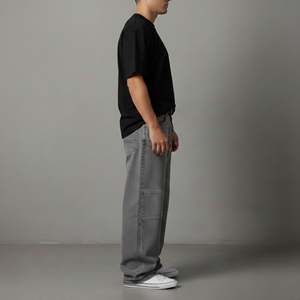Custom Denim <b>Jeans</b> Supplier Straight Leg Premium Denim Pants with <b>Embroidered</b> Logo and Hang Tags - Product Image 6