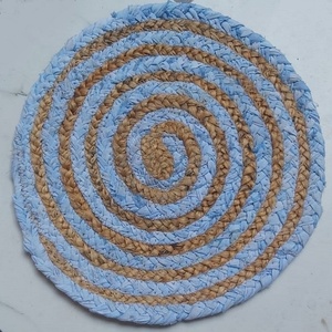 Ensemble de 15 sets de table ronds en jute et coton, cousus à la main, écologiques, avec motif de dessous de verre, pour la décoration de table - Product Image 2