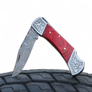 Cuchillo Plegable de Acero de Damasco de Grado Industrial, Afilado como una Navaja, de Alta Calidad, para Camping, Bricolaje, Uso Diario, Personalizable, OEM, con Madera Pakka - Product Image 1