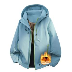 Veste d'hiver chaude, imperméable, coupe-vent, à fermeture éclair, décontractée, unisexe, sportive, à capuche, en coton biologique, pour la randonnée, la course à pied et les activités de plein air - Product Image 4