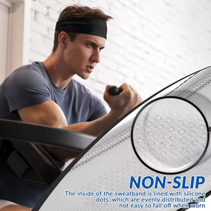 Non-Slip Elastic Soft Cotton Headband Yoga Fitness <b>Workout</b> Custom Logo Print Sweatband Sports Headband - Product Image 4
