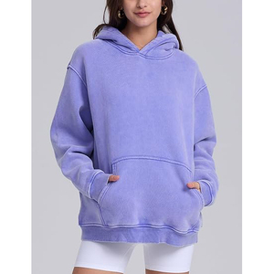 Royal Purple Acid Wash Hoodie Oversized Vintage Pullover Streetwear <b>Fleece</b> Sweatshirt Men Women Distressed Hooded <b>Jacket</b> - Product Image 2