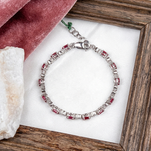 New Arrival 925 Sterling Silver Women's <b>Bracelet</b> Natural <b>Ruby</b> Cubic Zircon Oval Faceted Cut Gemstone Gold Party Engagement - Product Image 6