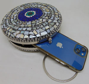 Pochette élégante vintage pour femme, style boîte, indienne, avec fermeture magnétique, légère, pour cosmétiques et téléphone portable, sac à main de mariage et de fête, motif mosaïque - Product Image 4