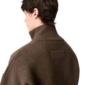 Suéter Cárdigan de Punto Marrón para Hombre, Cuello Alto con Cierre Completo, Manga Larga, Informal, Cálido para Invierno, Prenda de Punto Premium para Hombre - Product Image 5