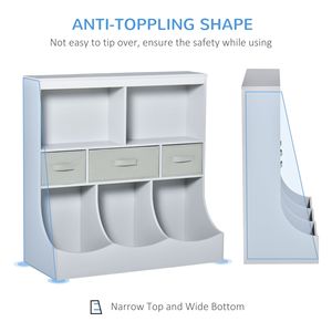 Freestanding Grey bambini giocattolo organizzatore di stoccaggio con libreria espositore e cassetti per camera da letto armadio di stoccaggio - Product Image 4