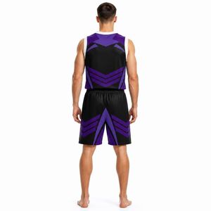 Ensemble d'uniformes de basketball personnalisés pour hommes, motif chevron, maillot et short en mesh sublimé, tenue de sport d'équipe, équipement de jeu, vente OEM professionnelle - Product Image 4