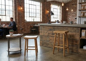 Juego de 2 Taburetes Modernos de Madera con Asiento Curvo - Taburete para Barra/Cocina/Encimera para Muebles del Hogar - Product Image 4