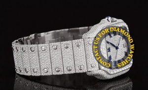 Reloj de pulsera de oro blanco para hombre, con movimiento automático personalizado, brillante, con diamantes de moissanita de calidad estándar, ideal para fiestas. - Product Image 4