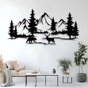 Décoration murale exquise en fonte de fer style Art Déco, cerf découpé au laser, animal de la forêt, décoration de Noël pour la maison, artisanat suspendu - Product Image 2