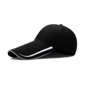หมวกแก๊ปแบบ Snapback 6 แผง สีดำ ผ้าฝ้าย สไตล์ลำลอง ปรับขนาดได้ แต่งขอบสีตัดกัน - Product Image 1
