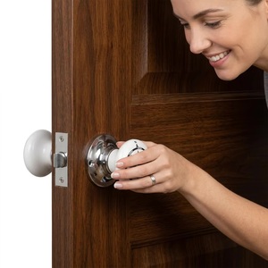 Pomo de Puerta de Porcelana con Diseño de Brújula, Tirador Redondo para Gabinete de Cocina, Estilo Moderno Ecológico, Herraje Duradero para Muebles - Product Image 4