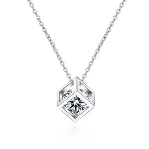 Collier pendentif géométrique hip-hop plaqué or rose en alliage de zinc avec pierres de laboratoire, bijou unisexe, cadeau - Product Image 2