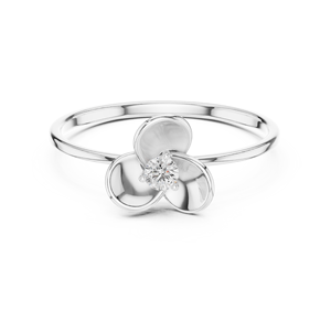 Anillo de oro macizo de 14k para mujer con diseño minimalista de diamantes tallados redondos con motivos florales o de hélices inspirados en la naturaleza, ideal para regalo o compromiso. - Product Image 6