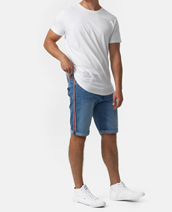 กางเกงยีนส์ขาสั้นผู้ชายสไตล์สตรีทแวร์เดนิม เอวสูง น้ำหนักเบา ฟอกสีสโตนวอช แต่งกระดุม บริการ OEM ขายส่ง - Product Image 2