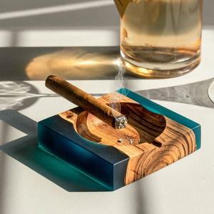 Modern Luxury Square Pocket Wooden <b>Ashtray</b> with 4 Slots Natural Wood for Home Car Hotel or Outdoor Use - Product Image 1