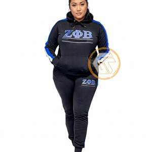 Ensemble de survêtement 2 pièces pour femme Zeta Phi Beta, en molleton de coton uni, brodé, respirant, personnalisé pour sororité et fraternité - Product Image 4