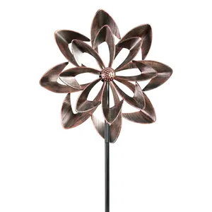 Molinillo de Viento Metálico para Decoración de Jardín con Estaca, Forma Irregular, Acabado Cepillado, Resistente a la Intemperie, Tema Natural Moderno - Product Image 3