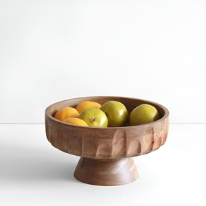 Real Acacia Wood Bowl Pedestal Style Handcrafted Polished <b>Vintage</b> Eco-Friendly Dishwasher <b>Safe</b> Serving Bowls Centerpiece Party - Product Image 2
