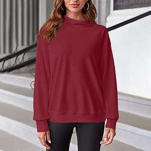 Women <b>Mock</b> <b>Neck</b> Sweatshirt Breathable Soft Fabric <b>Top</b> - Product Image 3