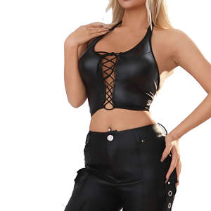 Hauts Corsets Décontractés pour Femmes de Haute Qualité, en Cuir Noir Uni, Respirants et Fins, Parfaits pour les Femmes - Product Image 5