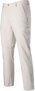 Men's Beige Cotton <b>Canvas</b> Straight Fit Trousers Mid Waist Button Fly Smart Casual Autumn Breathable Anti-Wrinkle Knitted Fabric - Product Image 4