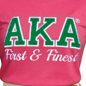 T-shirt en chenille AKA First and Finest Ivy, brodé de lettres grecques, vêtement de sororité haut de gamme - Product Image 5