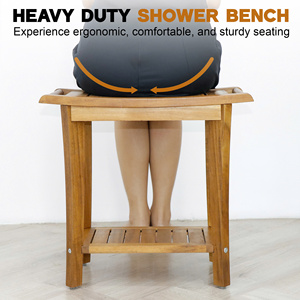 Wood Shower <b>Bench</b> Designed With Water Resistant Finish And Sturdy Structure Providing Safe And Comfortable Seating For Bathroom - Product Image 5