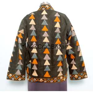 Veste matelassée en coton indien brodé pour femme, automne/hiver/printemps, écologique, séchage rapide, respirante, manches longues, longueur normale - Product Image 5