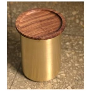 Utensilios de cocina con acabado dorado de aspecto real, recipiente para té con tapa de madera, tarro de almacenamiento para café y té, tarros para azúcar - Product Image 1