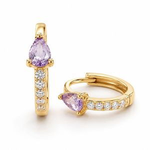 Hypoallergenic Teardrop Huggie <b>Earrings</b> with 18K Gold Plated Luxury Colored CZ for Women Sensitive Ears - Product Image 3