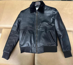 Veste en cuir véritable de haute qualité, sur mesure, en gros, style vintage, col rabattu, en cuir de vache lavé, pour hommes - Product Image 2
