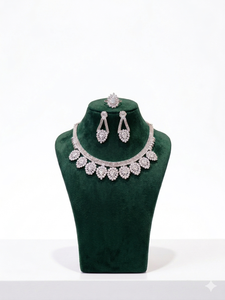 Naykk Creations Womens Handmade <b>Silver</b> Plated Copper Brass 3-Piece Jewelry <b>Set</b> High Quality <b>Necklace</b> Earrings Ring Wedding - Product Image 2