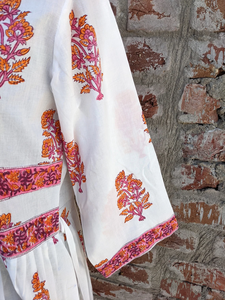 Vestido Indio 2026 de Algodón 100% Estampado a Mano, Cuello en V, Manga Larga, Túnica Casual y Vestido Largo a Precio de Fábrica - Product Image 6