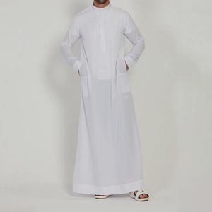 Túnica Árabe Tradicional y Elegante para Hombre, Thawb de Color Sólido en Algodón y Lino, Largo hasta el Suelo, Ligero, Transpirable, de Manga Larga, Informal - Product Image 5