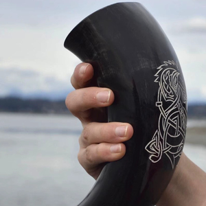 Authentic Viking Horn Drinking Mug Handmade Natural Polished Finish Eco Friendly Durable Medieval Themed Barware Gift - Product Image 1