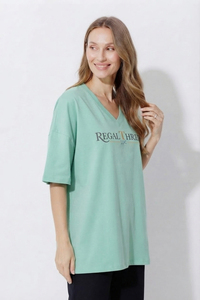 เสื้อยืดโอเวอร์ไซส์สไตล์ฤดูร้อนขายส่ง คุณภาพสูง ผ้าฝ้ายผสมโพลีเอสเตอร์ แขนสั้น สกรีนโลโก้ตามสั่ง เสื้อยืดคอกว้าง - Product Image 3