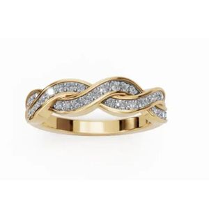 Bague en diamant Twirl Design avec un poids total de 0,228 carat, élégante et étincelante, empilable, disponible en or massif 9, 14 et 18 carats - Product Image 1