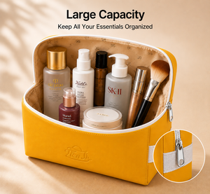 Bolsa de Aseo de Viaje de Gran Capacidad, Impermeable, de Cuero PU Personalizado, Organizador de Maquillaje, con Cierre Metálico, Etiqueta Privada OEM - Product Image 3
