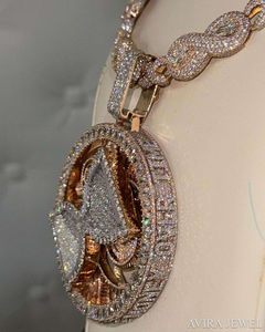 Plata de Ley 925 con baño de oro amarillo y rosa, sin níquel ni plomo, unisex, para un impresionante colgante de moissanita estilo hip hop. - Product Image 3