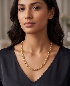 DIVYORO Gold Plated Rope <b>Chain</b> Necklace Classic Style Women's <b>Copper</b> Alloy Daily & Party Wear - Product Image 3