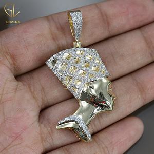 Offre Spéciale bijoux fins Moissanite diamant egypte 10K or jaune "reine Néfertiti" diamant pendentif à breloque pour hommes femmes - Product Image 2
