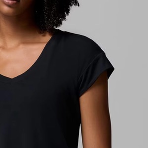 T-shirts imprimés de haute qualité pour femmes, col en V, personnalisés, été, manches courtes, coton respirant, coupe ajustée, décontractés - Product Image 2
