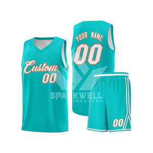 Conjunto de Uniforme de Baloncesto Sublimado Personalizado, Degradado Rojo y Azul, Cuello en V, Sin Mangas, Malla, Nombre del Equipo, Número 00 - Product Image 3