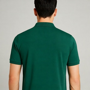 เสื้อโปโลผู้ชายแขนสั้นสีเขียว ผ้าถัก สีพื้น สไตล์ลำลอง ทรงปกติ ดีไซน์กระดุม เหมาะสำหรับเล่นกีฬา สำนักงาน - Product Image 5