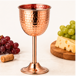 Handmade 100% Pure Hammered Copper <b>Wine</b> <b>Goblet</b> with Brass Stem Luxury Barware Cocktail Glass For Home And Hotel Use Low Price - Product Image 4